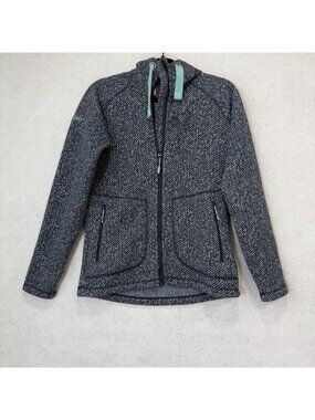 Rab Jacket Womens Medium Blue Amy Hoody Fleece Full Zip Hooded Pockets Outdoor